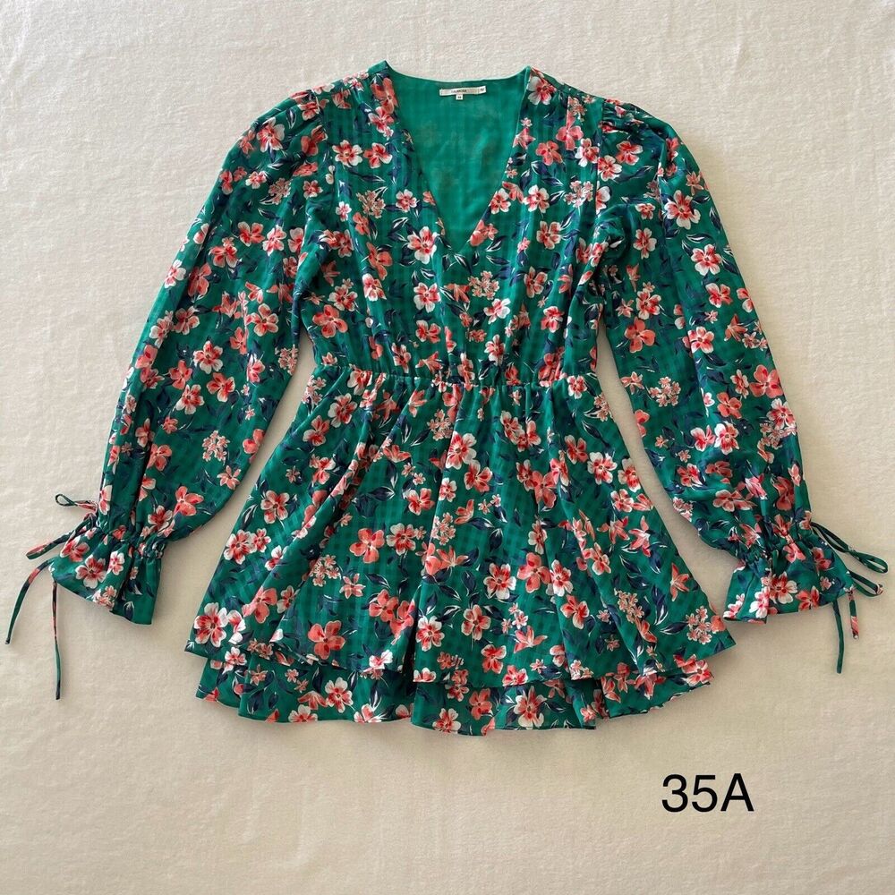 Tularosa REVOLVE DeeDee‎ Green Floral Mini Dress Sz XS Coquette